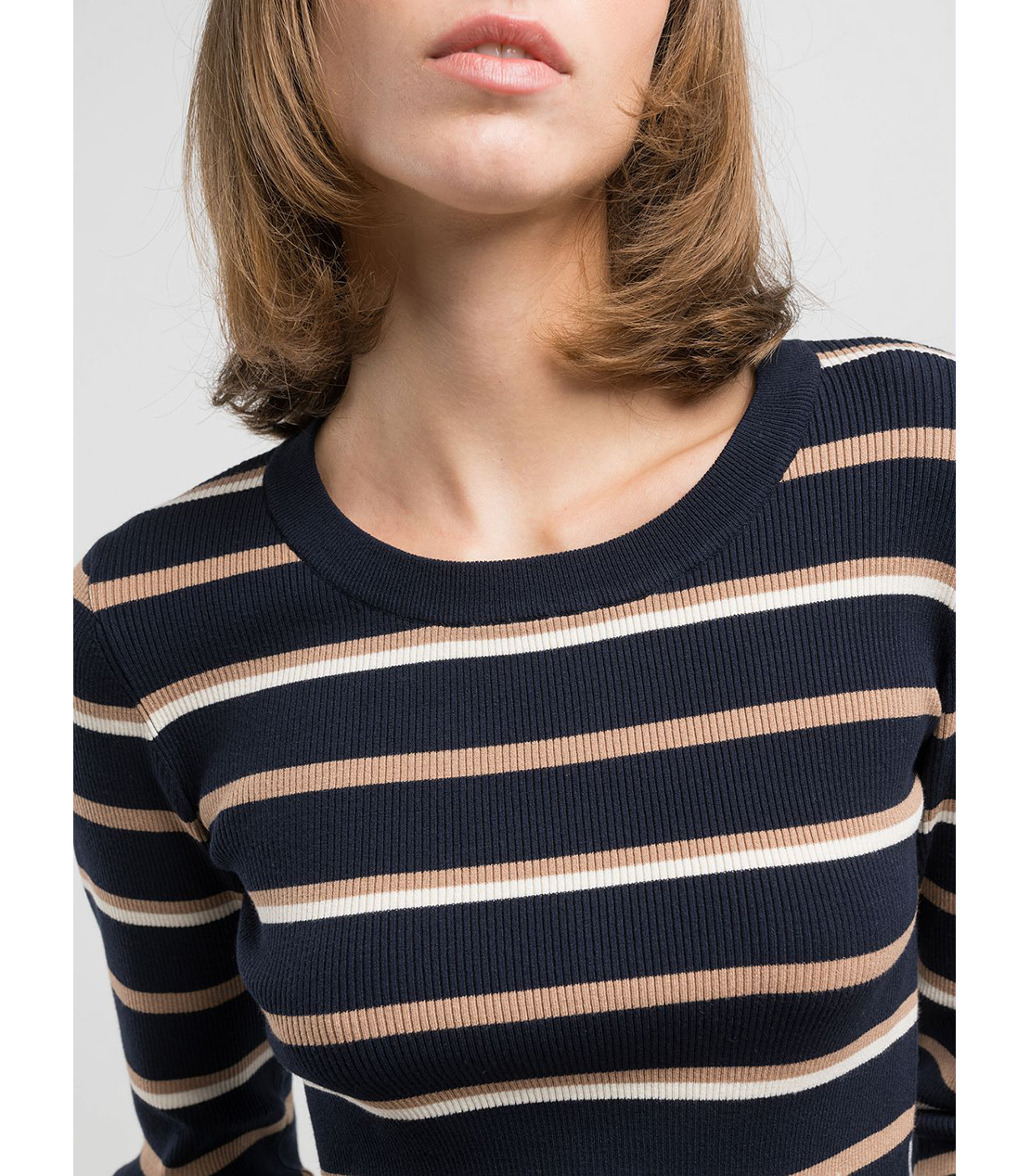 ボーダーストライプ スリムフィットプルオーバー 詳細画像 ブルーベージュ 5